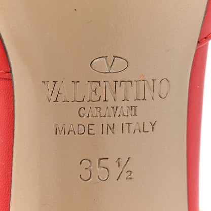 Valentino Garavani Pebbled Calfskin Rockstud Ankle Strap 65mm Pumps 35.5 Deep Coral 6 of 9