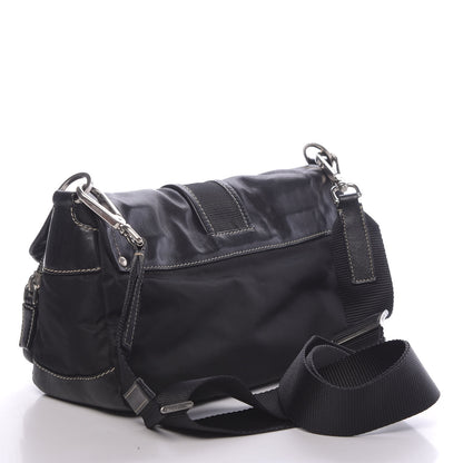 Prada Soft Calfskin Nylon Buckle Shoulder Bag Black 3 of 15