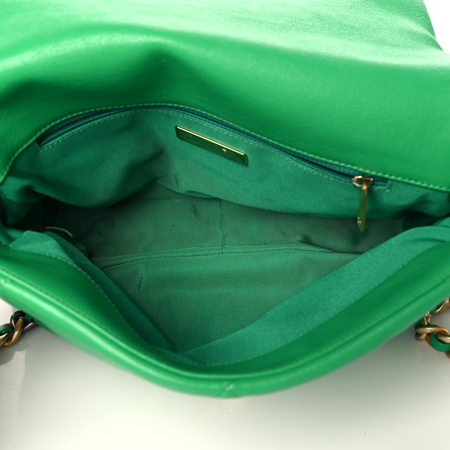 Chanel Lambskin Quilted Large Chanel 19 Flap Green 5 of 10