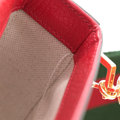 Gucci X ADIDAS Textured Dollar Calfskin Web Trefoil Mini Horsebit 1955 Shoulder Bag Hibiscus Red Off White 11 of 11