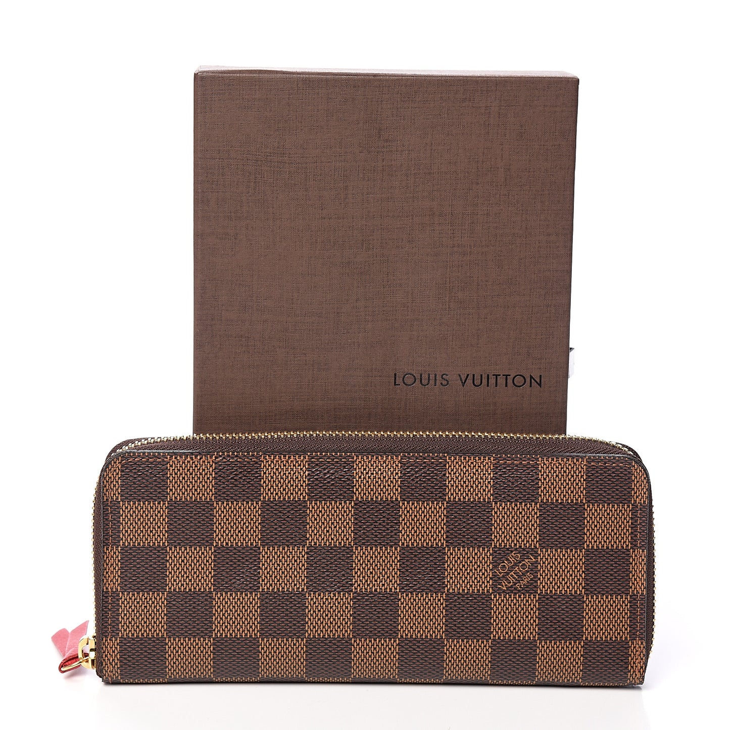 Damier Ebene Clemence Wallet Cherry
