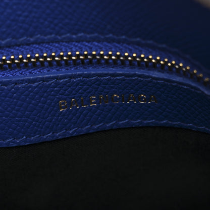 Balenciaga Signature Grained Calfskin Logo XXS Ville Top Handle Bag Bleu Roi White 6 of 11