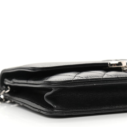 Chanel Grained Calfskin Quilted CC Box Wallet On Chain WOC Black 10 of 12