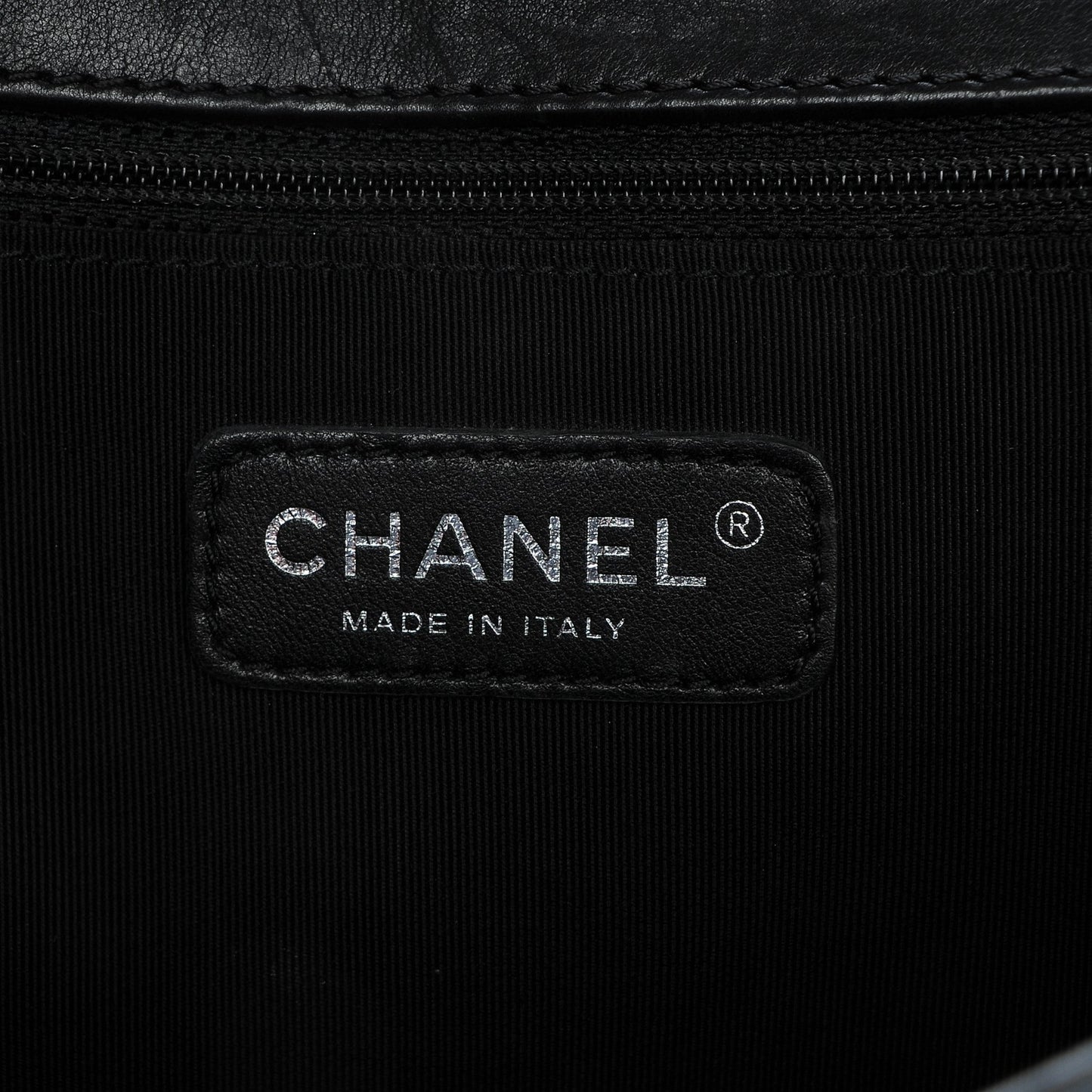 Calfskin Quilted Large Boy Flap Black