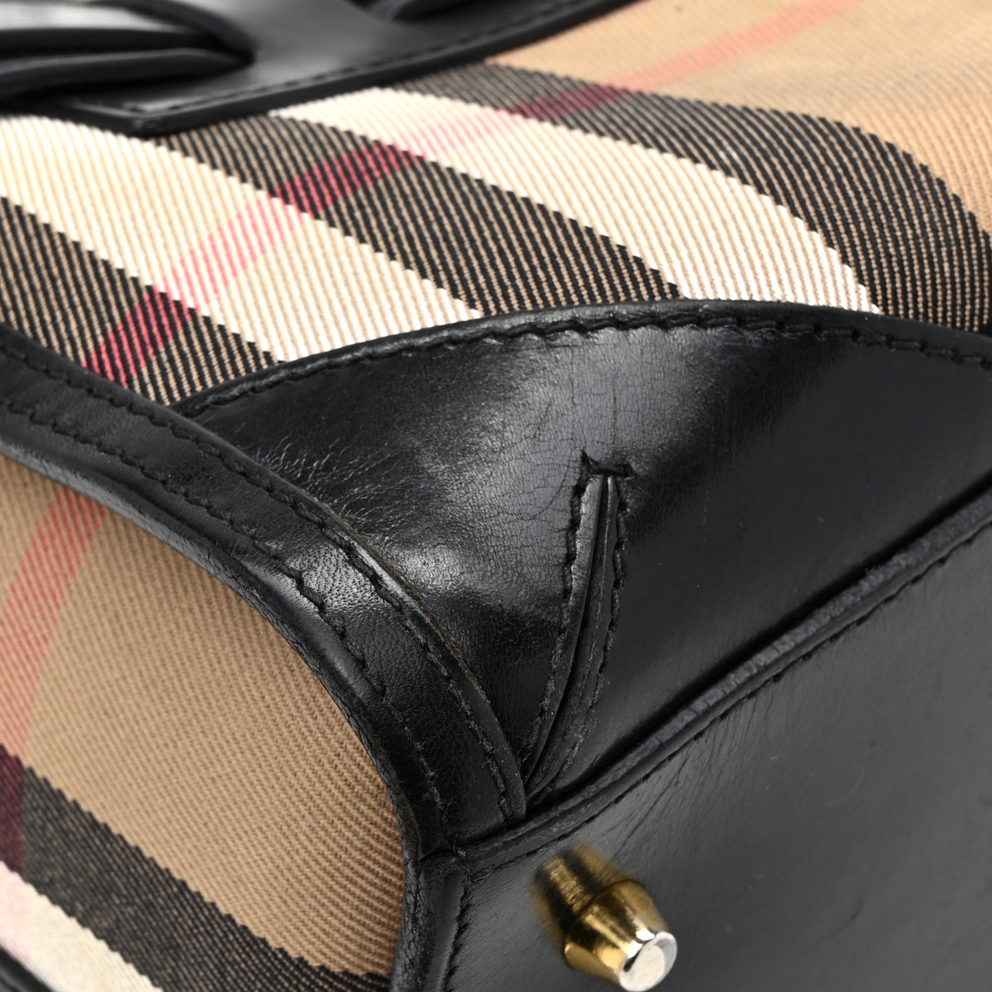 House Check Bridle Calfskin Medium Alchester Bowling Bag Black