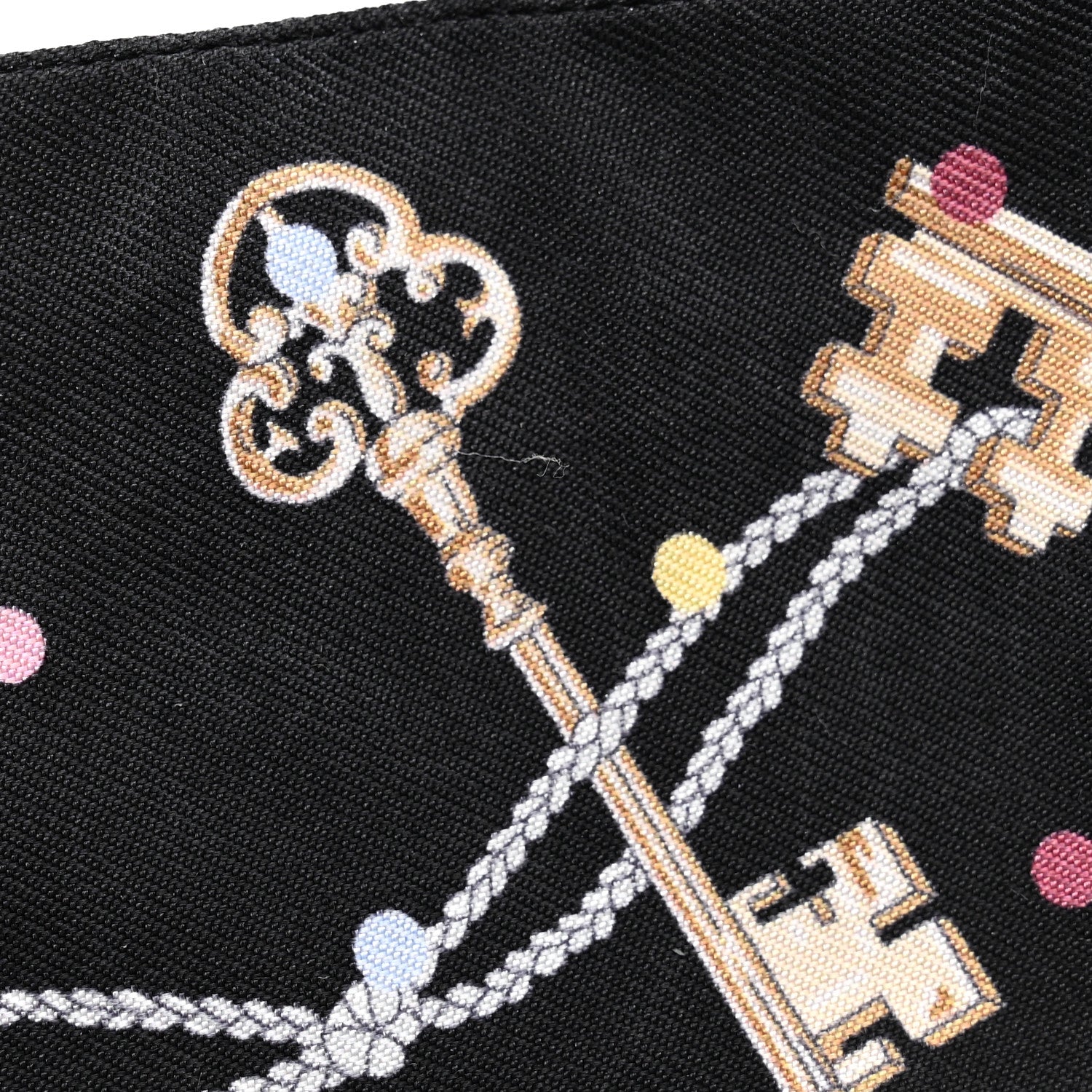 Hermes Silk Les Cles A Pois Twilly Black Beige Rose Multicolor 6 of 7