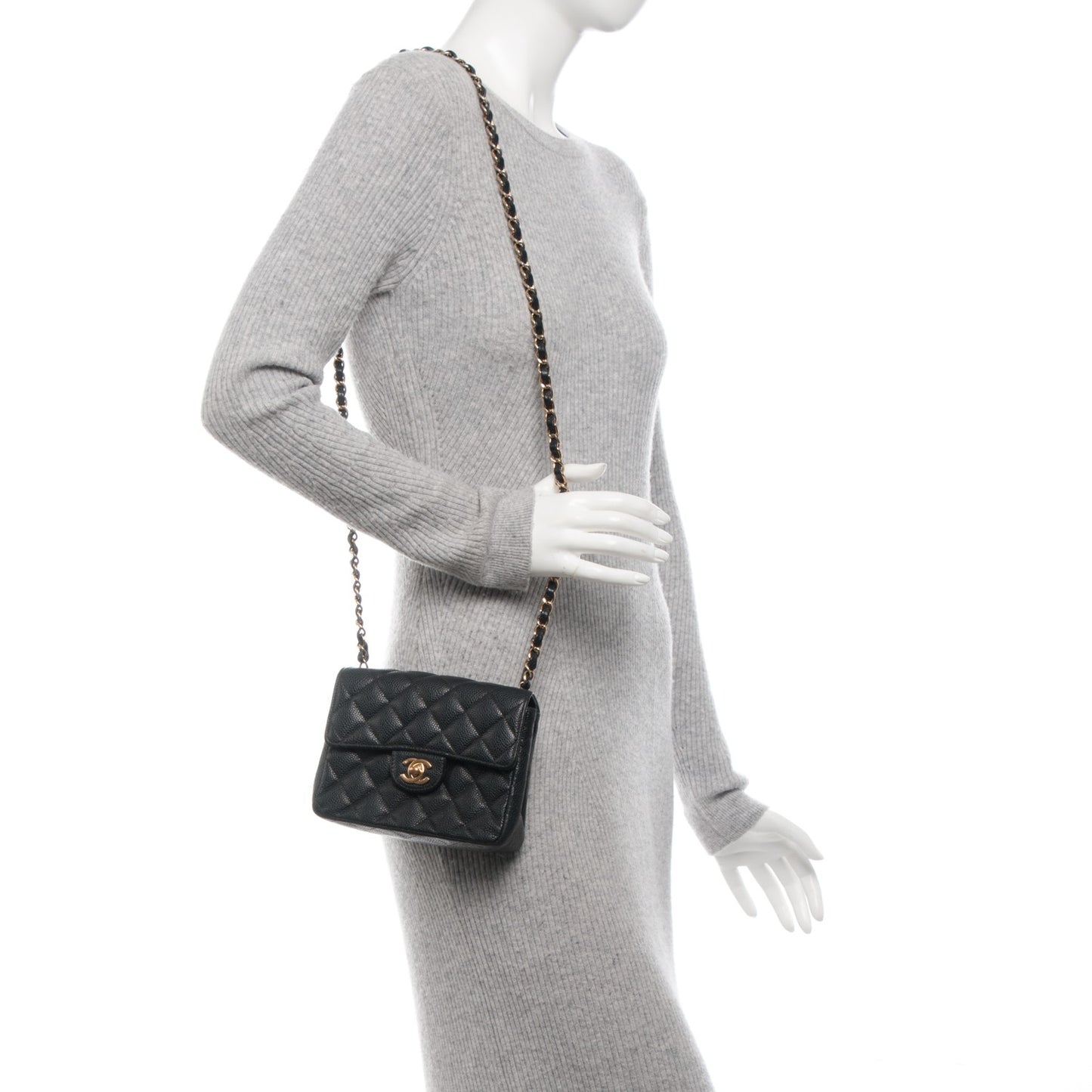 Caviar Quilted Mini Square Flap Black