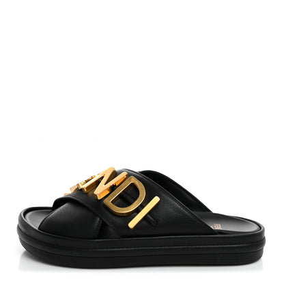 Fendi Vitello Womens Fendigraphy Slide Sandals 35 Black 1 of 10