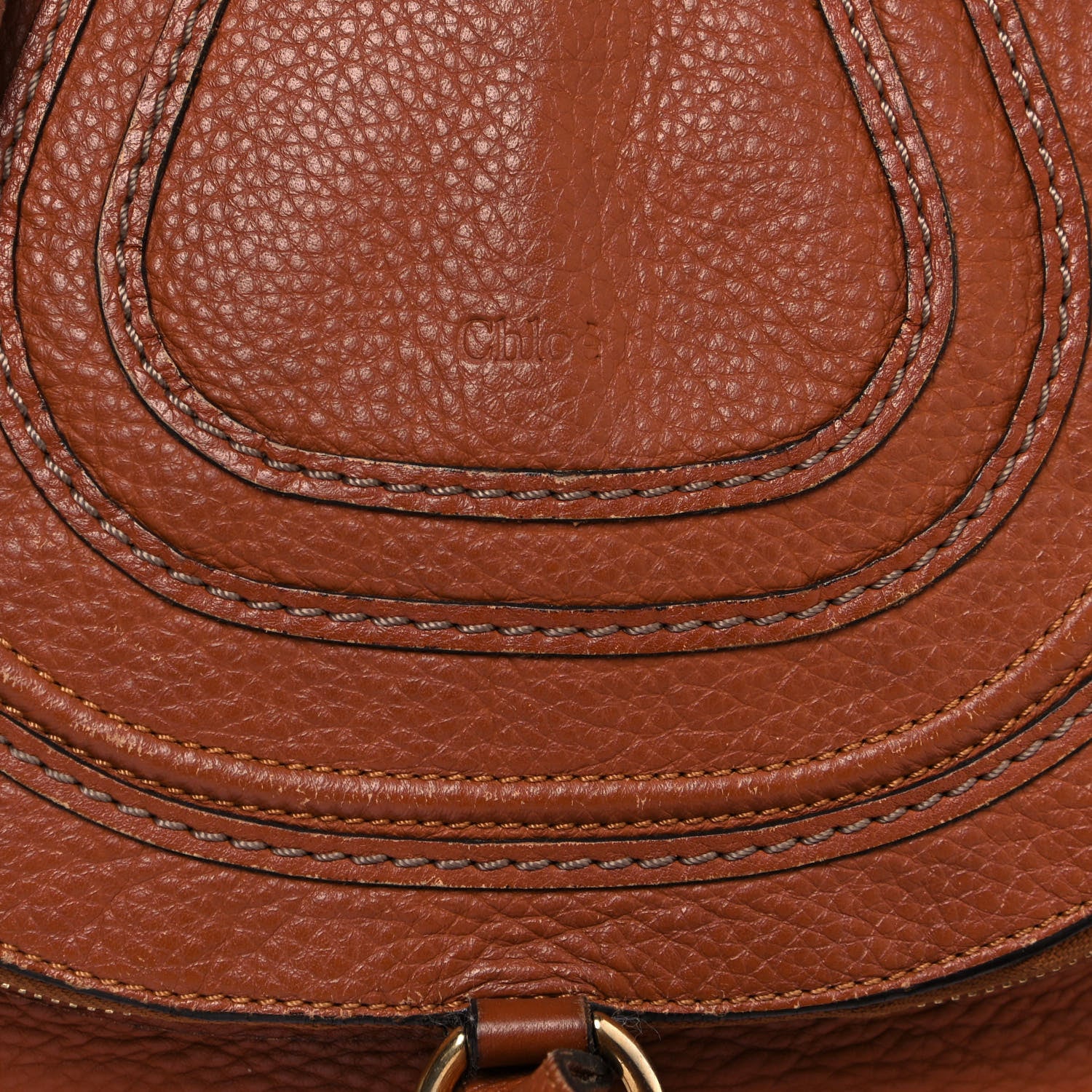 Chloe Calfskin Medium Marcie Round Zip Crossbody Bag Tan 7 of 16