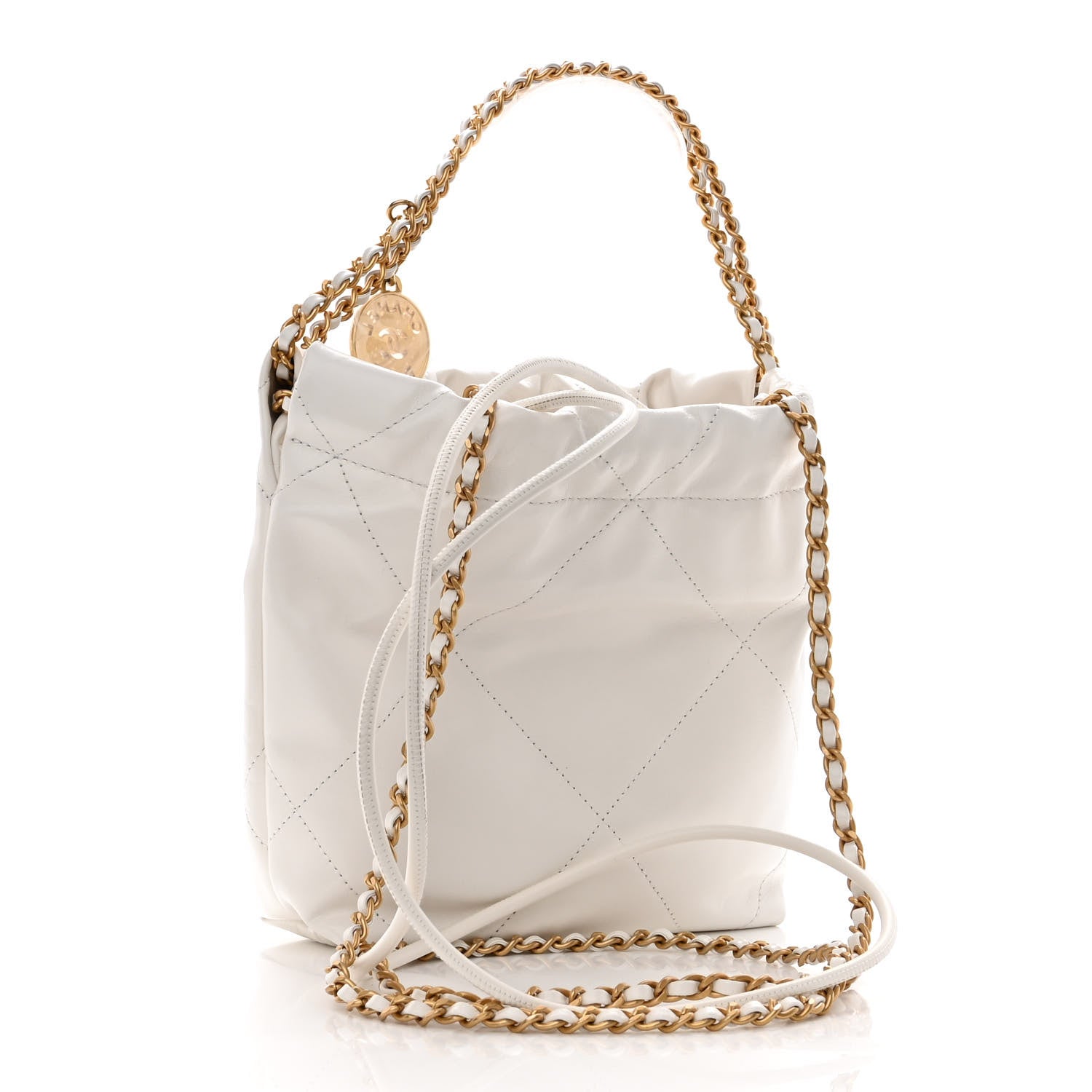 Chanel Shiny Calfskin Quilted Mini Chanel 22 White 3 of 10