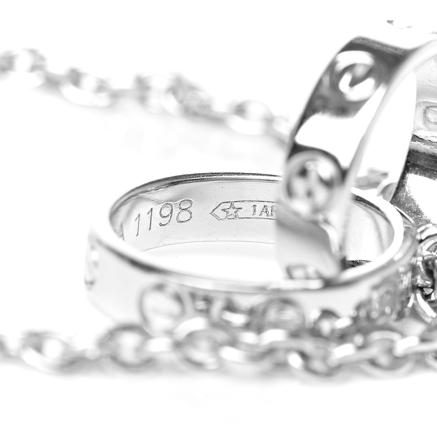 Cartier 18K White Gold Interlocking LOVE Necklace 6 of 6