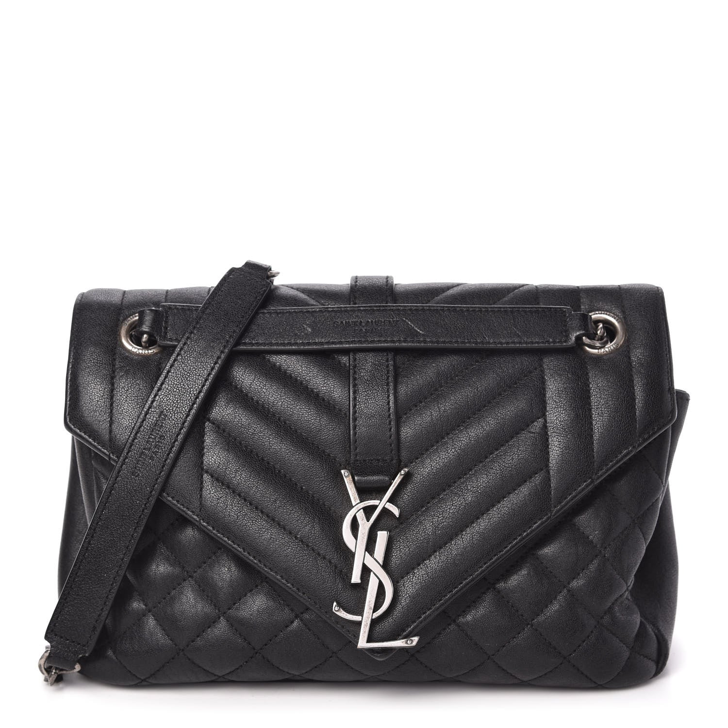 Saint Laurent Sheepskin Tri-Quilt Monogram Medium College Bag Black 1 of 10