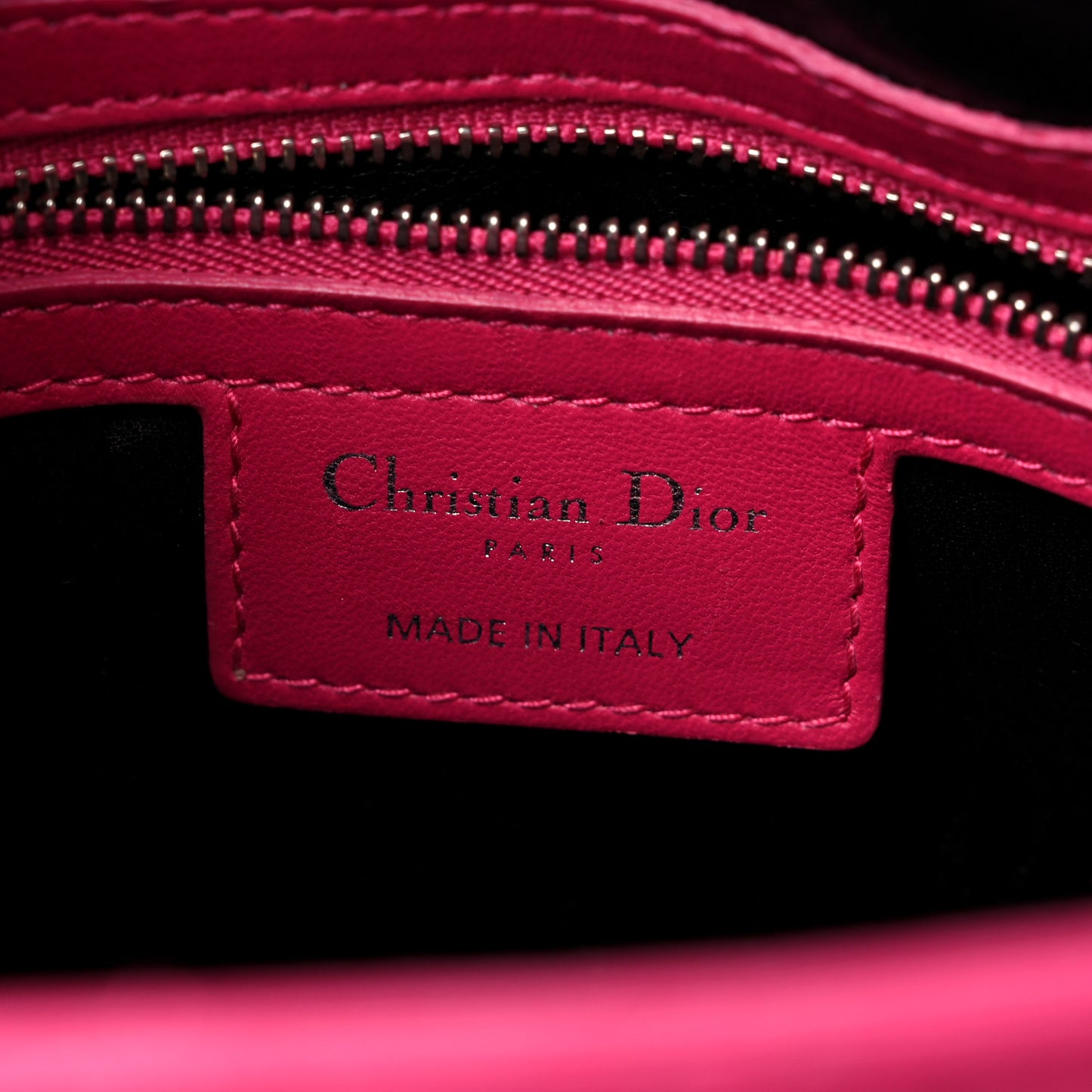 Lambskin Cannage Medium Tri-Color Lady Dior Fuchsia Anemone Black