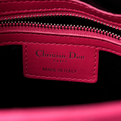 Christian Dior Lambskin Cannage Medium Tri-Color Lady Dior Fuchsia Anemone Black 6 of 16