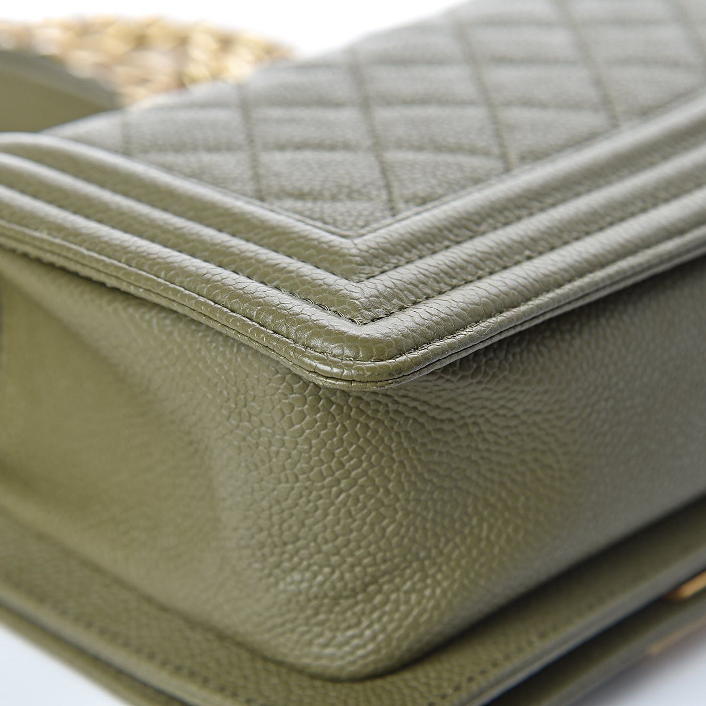 Caviar Quilted Small Boy Flap Khaki