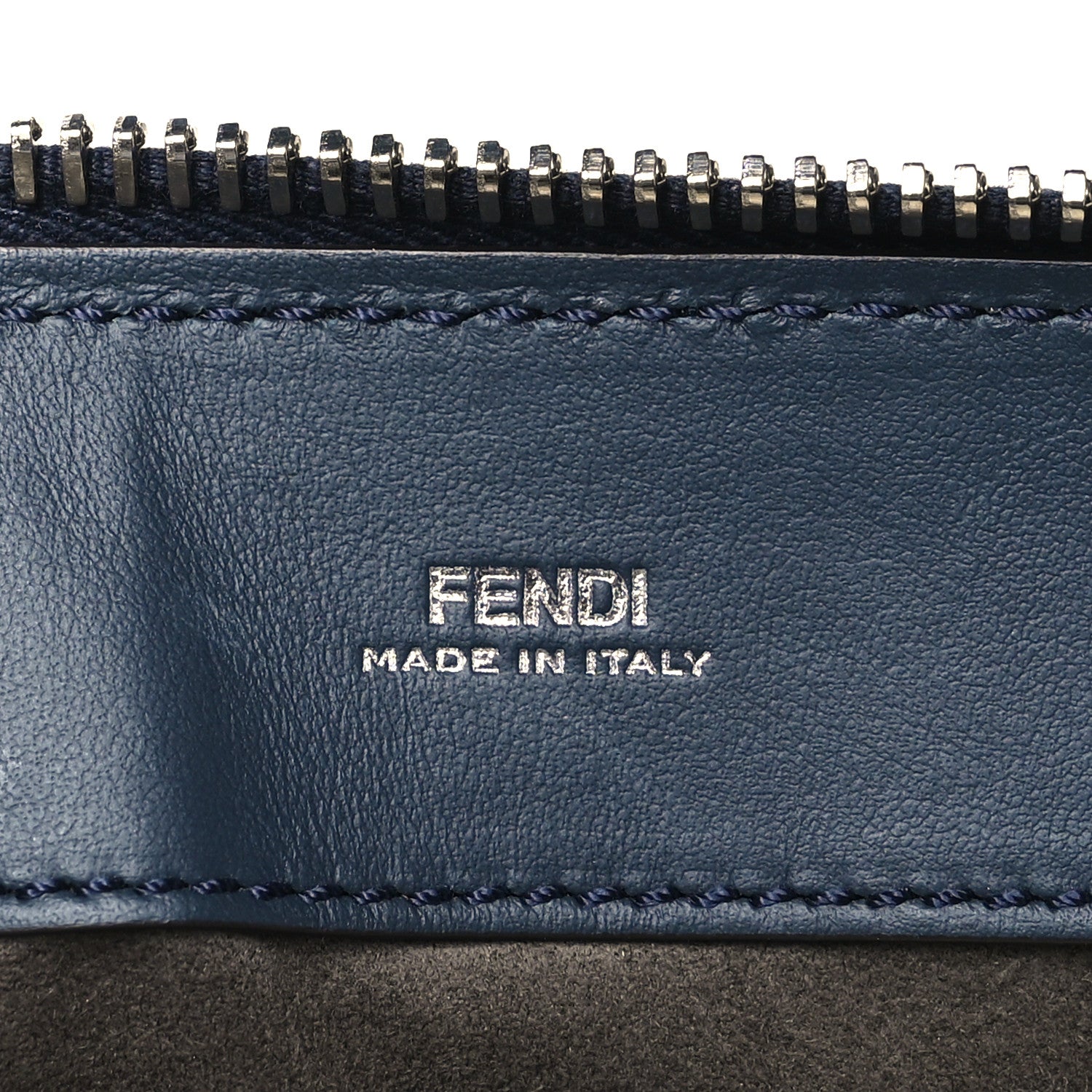 Fendi Vitello Baltico Dolce DotCom Satchel Navy Yellow 8 of 12