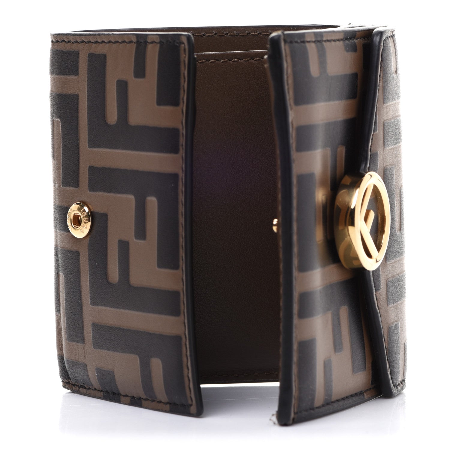 Fendi Vitello Soft F is Fendi Bi-Color FF 1974 Embossed Micro Tri-Fold Envelope Wallet Maya Black 5 of 11
