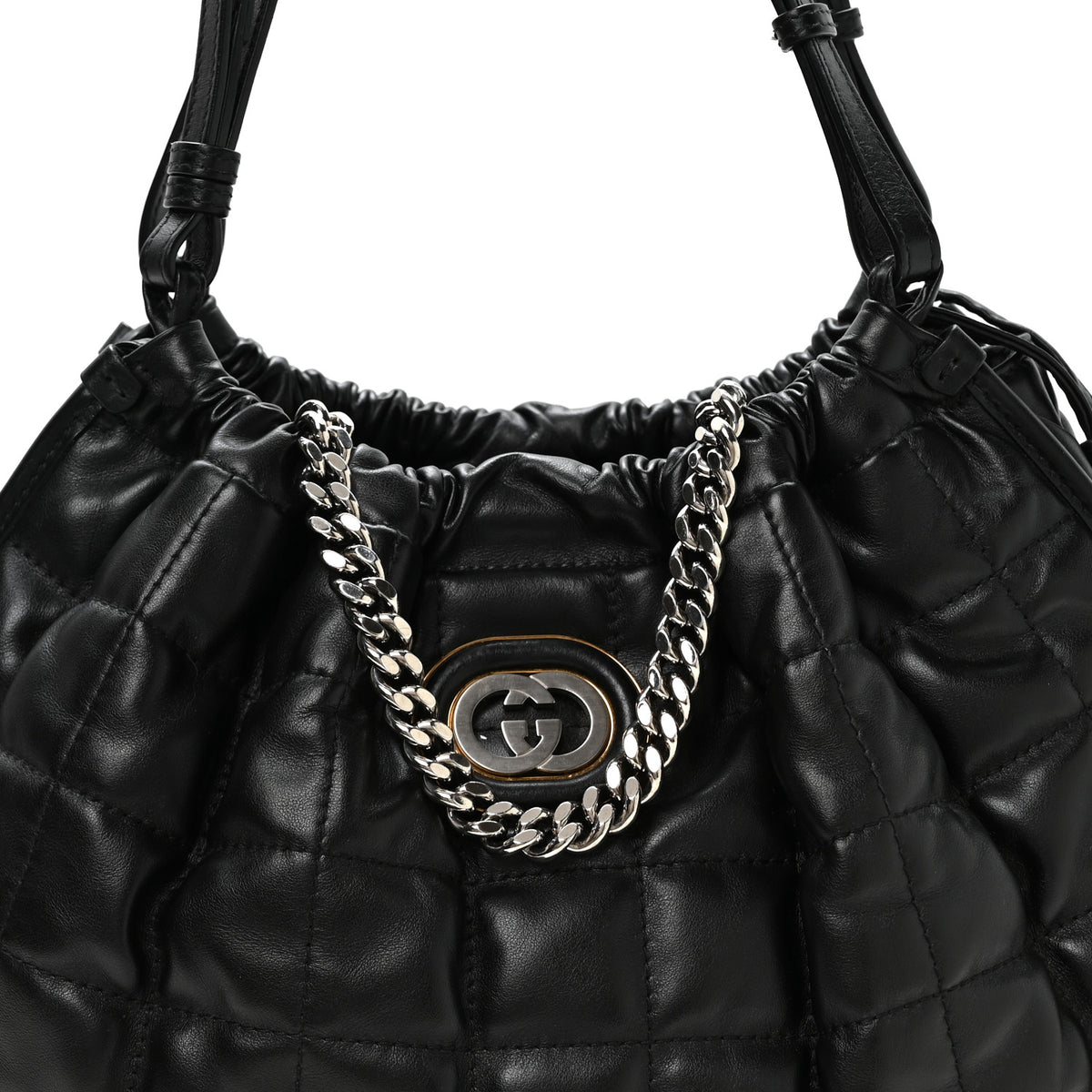 Gucci Calfskin Quilted Large Deco Tote Bag Black 8 of 10