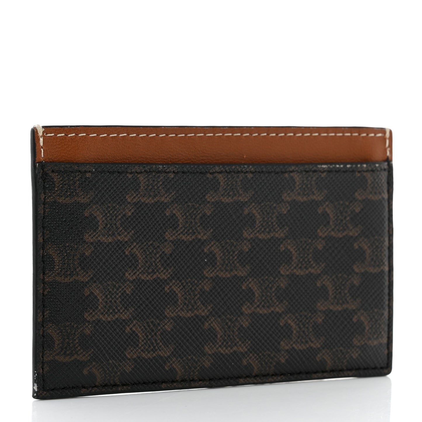 Triomphe Canvas Card Holder Tan