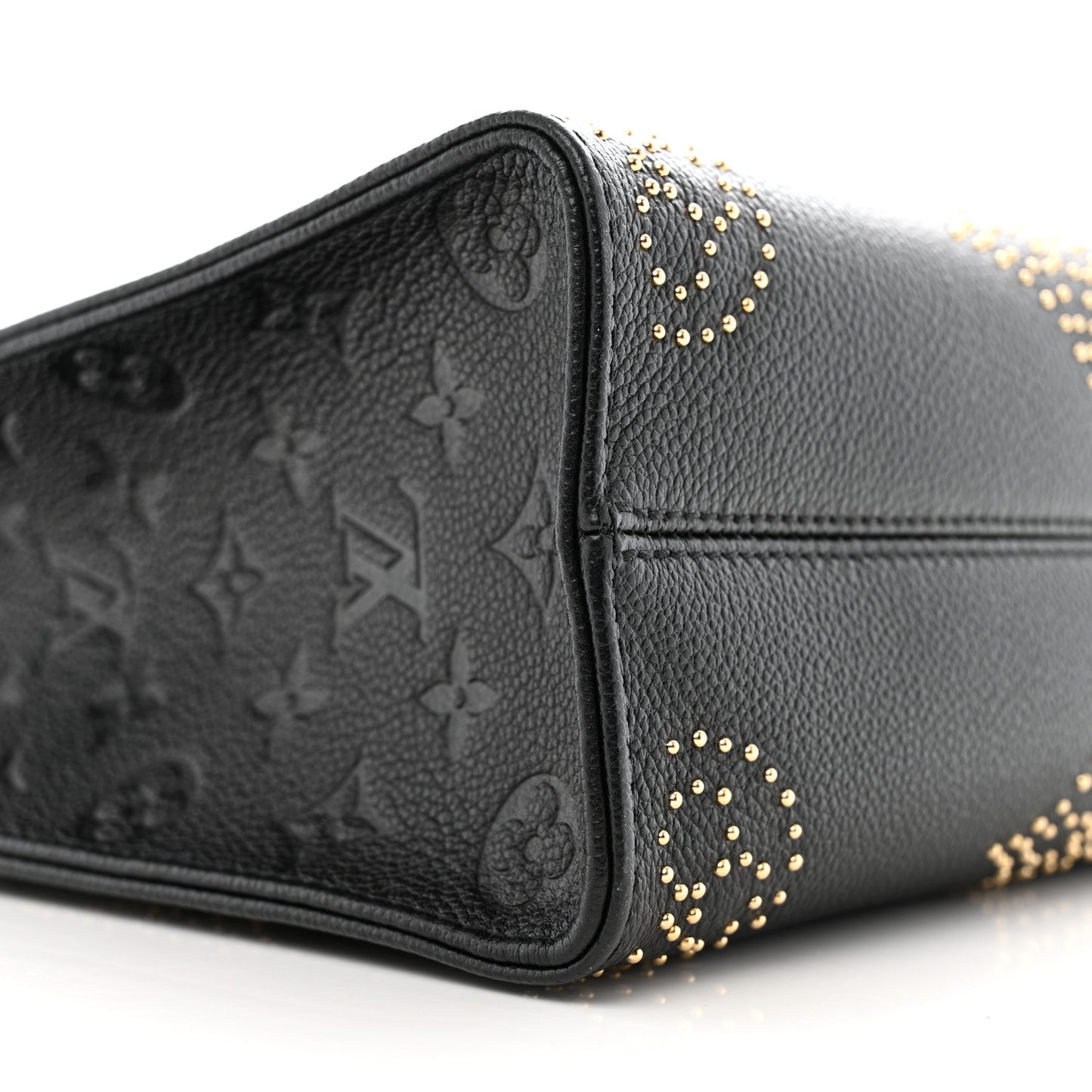 Grained Calfskin Studded Monogram Giant Onthego PM Black