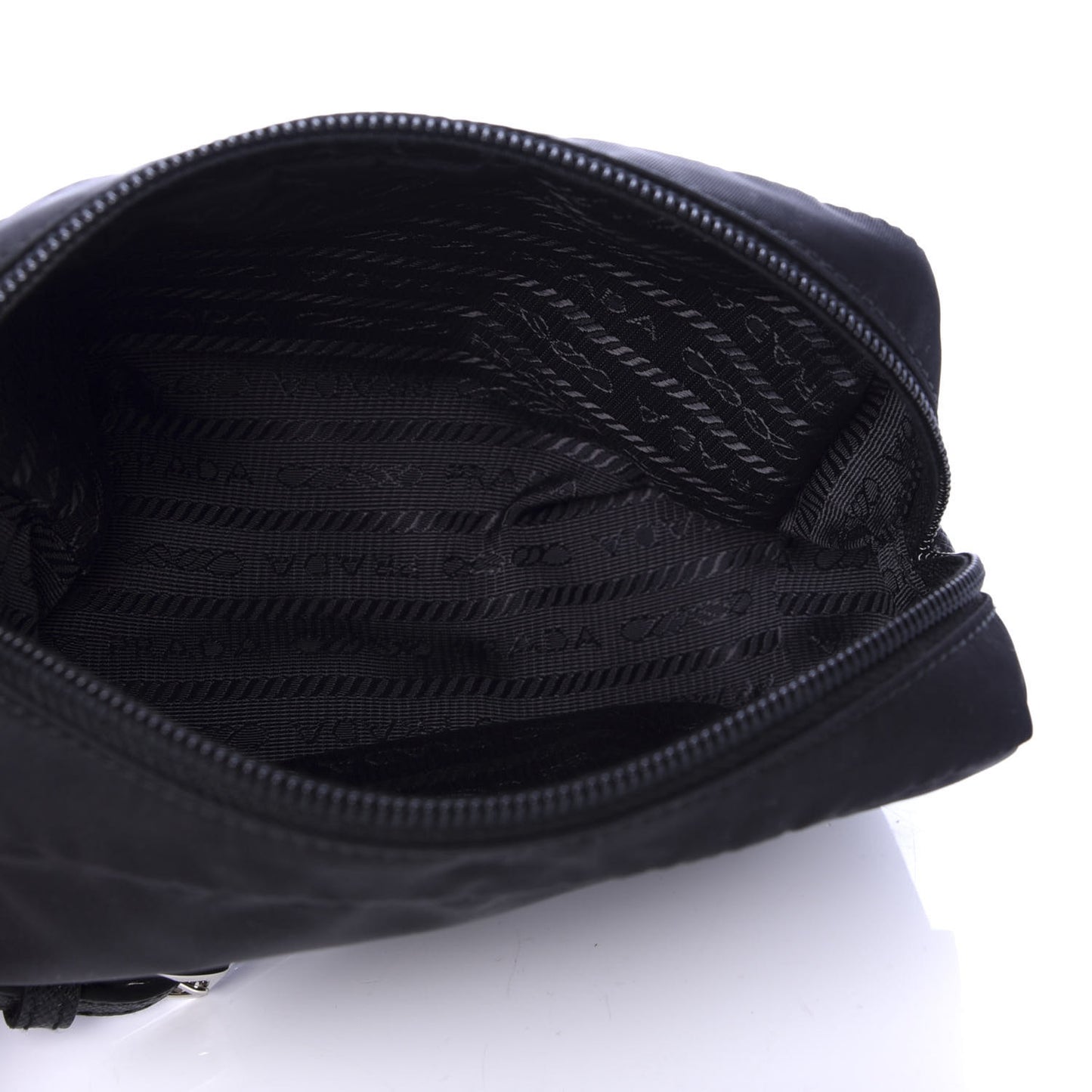 Tessuto Nylon Vela Saffiano Necessaire Wristlet Pouch Black