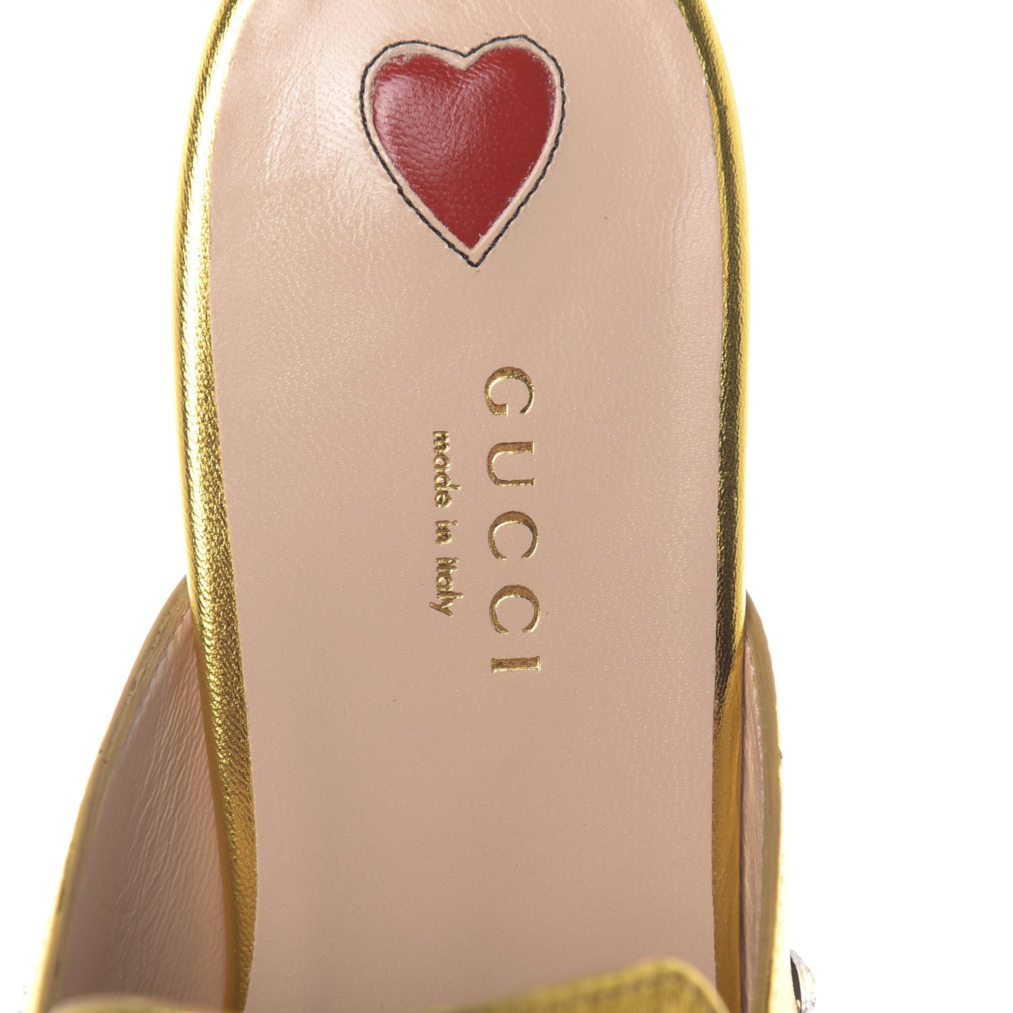 Metallic Nappa Crystal Womens Princetown Slippers 38.5 Gold