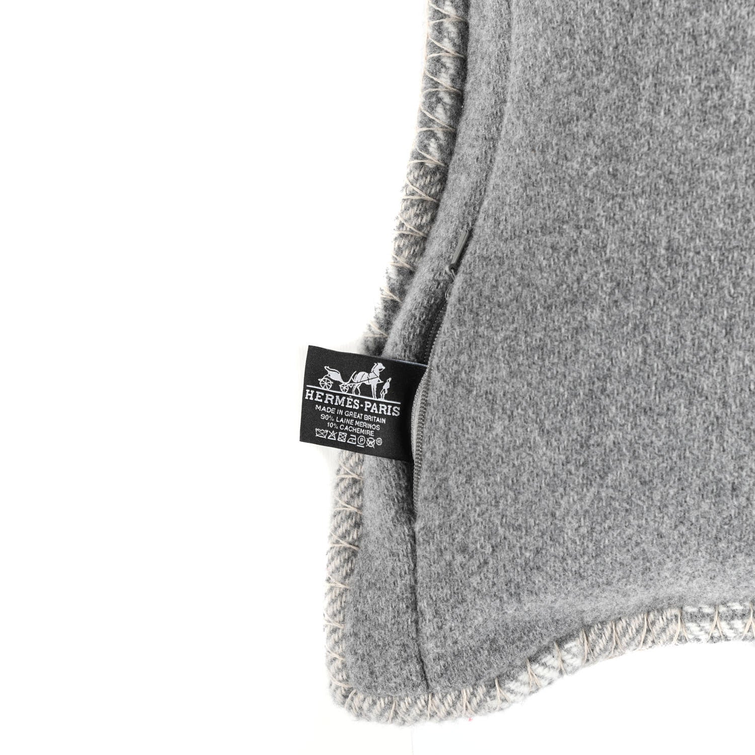 Hermes Wool Cashmere Avalon Paper Block Pillow Gris Acier 3 of 3