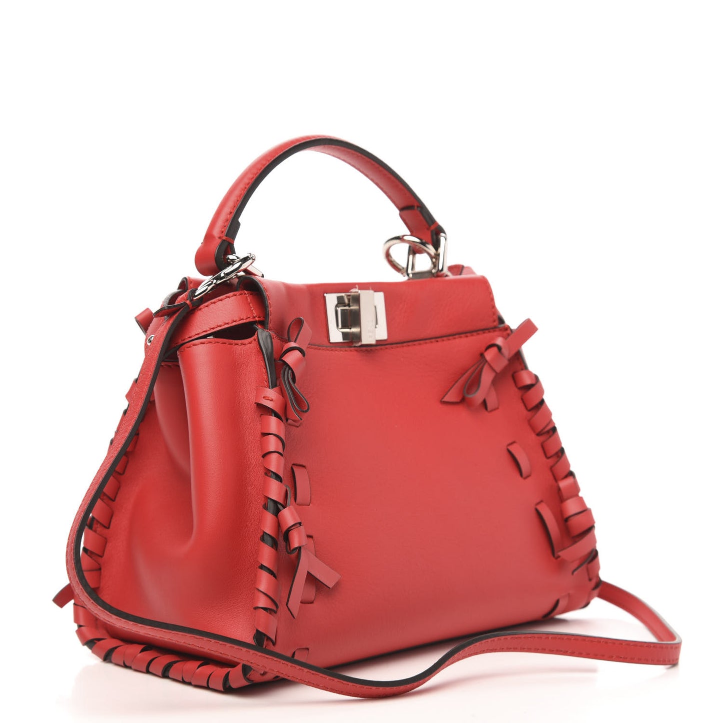Vitello Seta Century Nappa Whipstitch Mini Peekaboo Iconic Satchel Fiamma