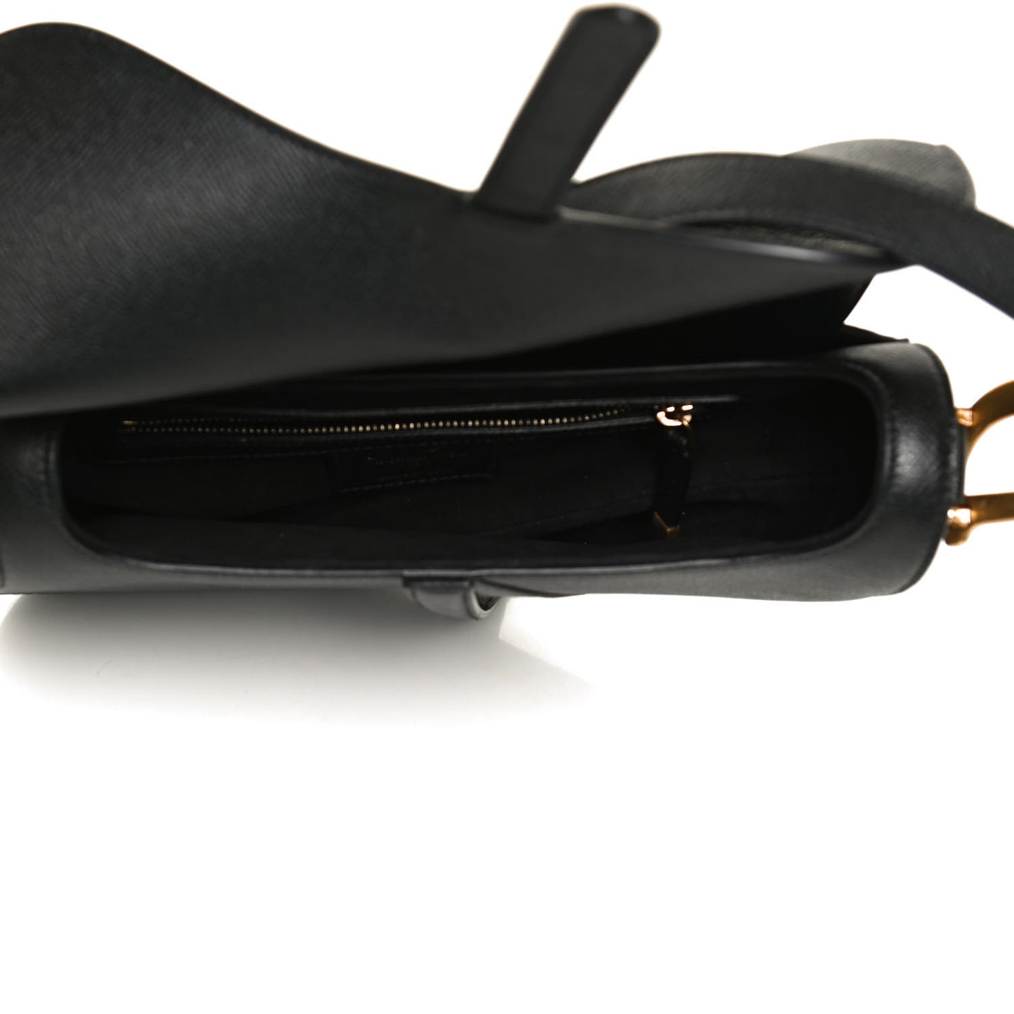 Grained Calfskin Saddle Bag Black