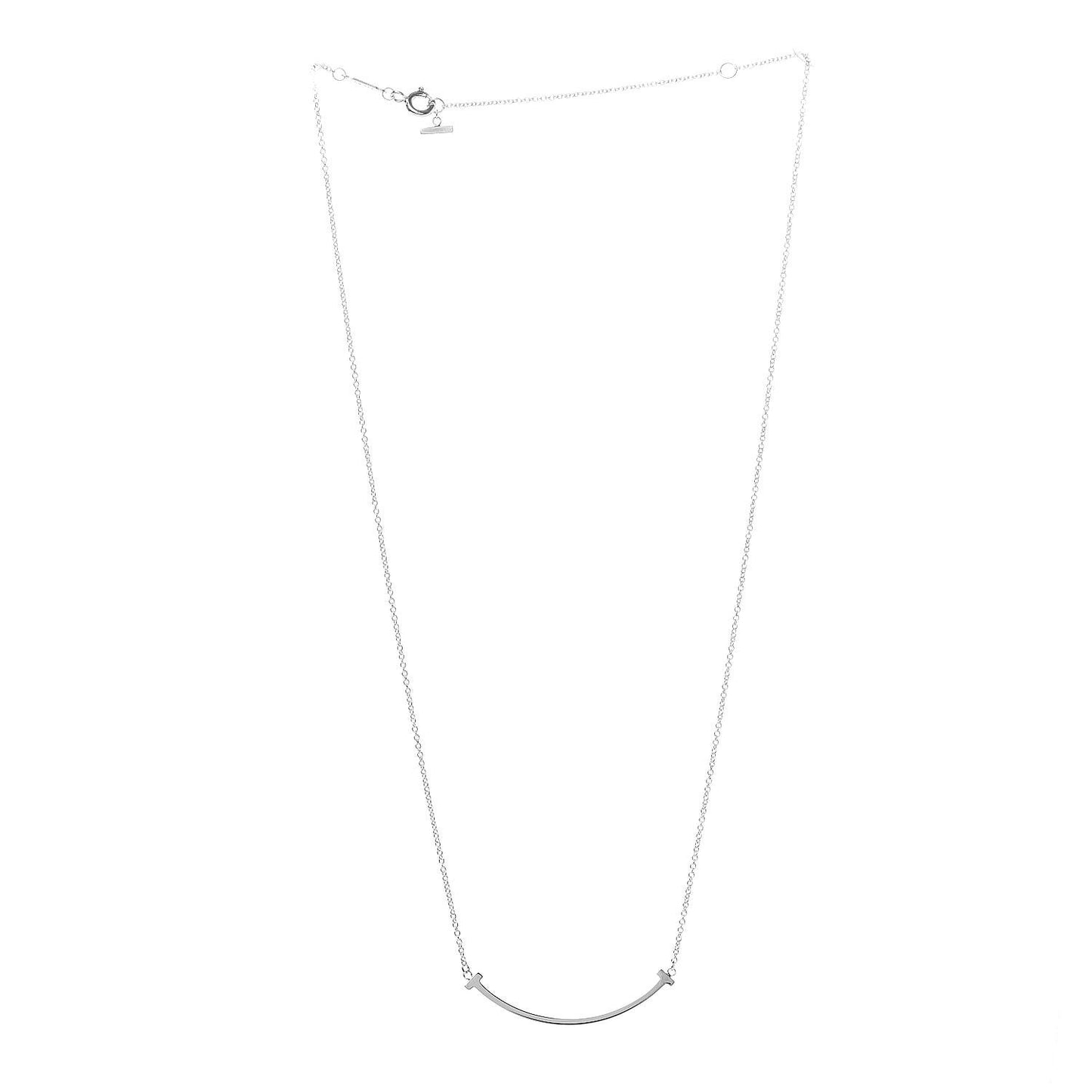 Sterling Silver Small T Smile Pendant Necklace