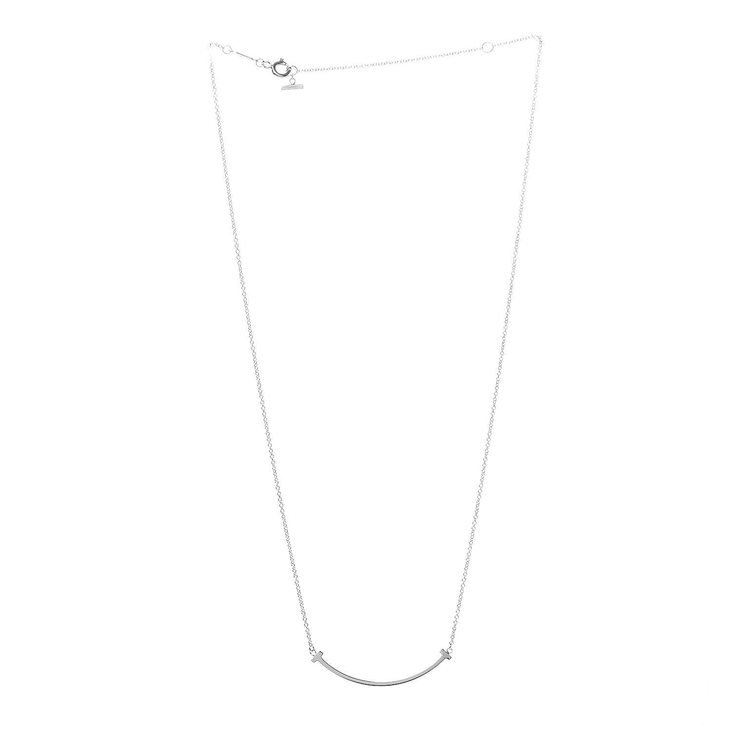 Tiffany Sterling Silver Small T Smile Pendant Necklace 3 of 7