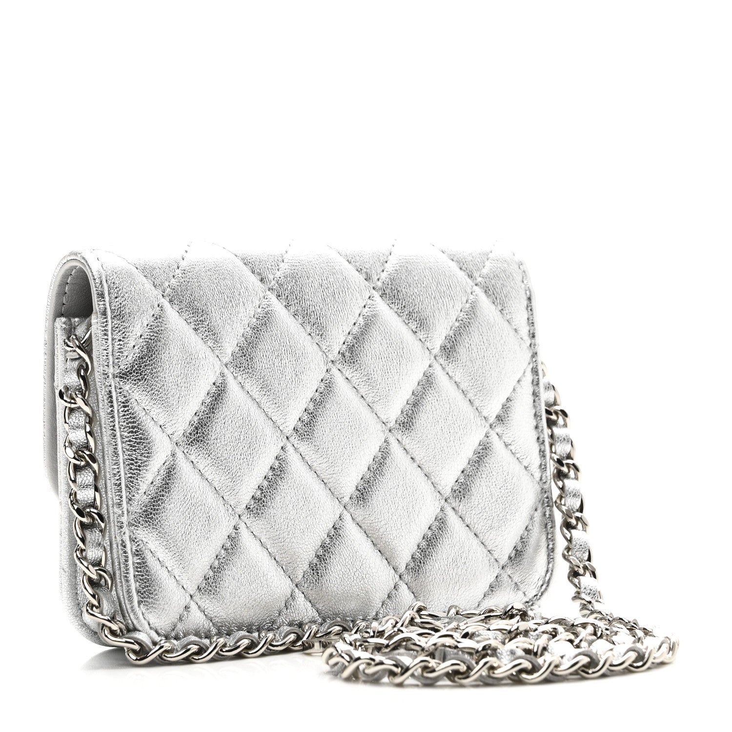 Chanel Metallic Lambskin Crystal Quilted Star Chain Belt Bag Silver 2 of 8
