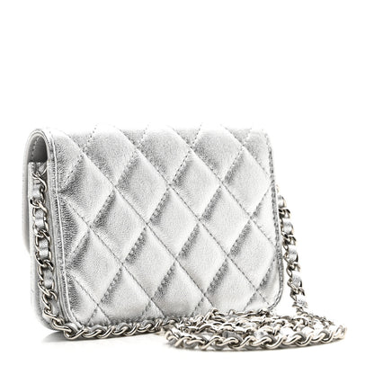 Chanel Metallic Lambskin Crystal Quilted Star Chain Belt Bag Silver 2 of 8
