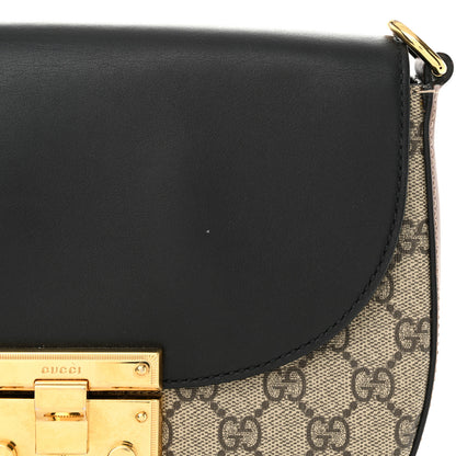 Gucci GG Supreme Monogram Web Medium Padlock Messenger Shoulder Bag Black 14 of 15