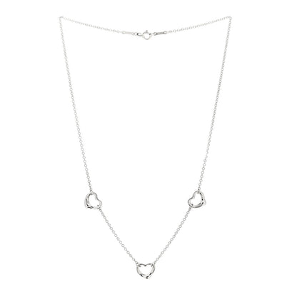 Tiffany Sterling Silver Elsa Peretti 3 Open Hearts Necklace 3 of 5