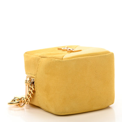 Saint Laurent Suede Lambskin Jaime Cube Charm Keychain Sunflower 4 of 8