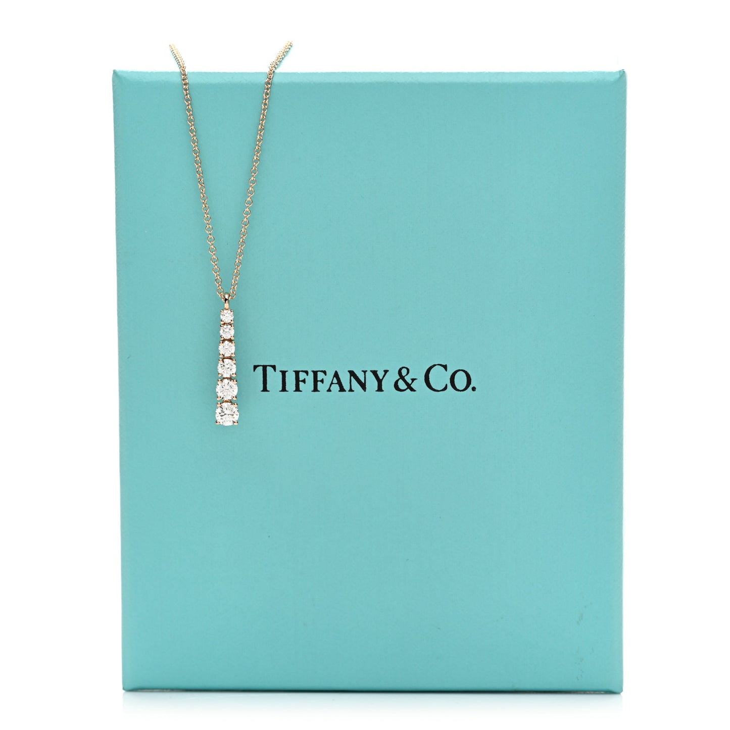 18K Rose Gold Diamond Graduated Drop Pendant Necklace