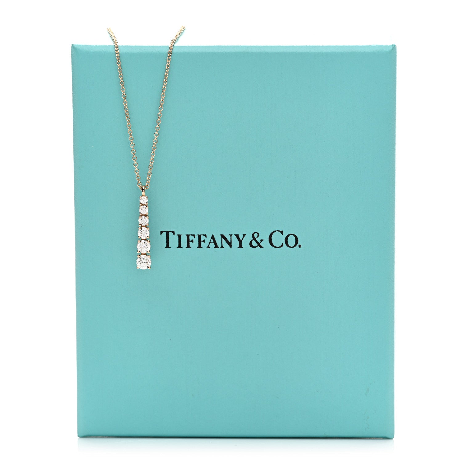 Tiffany 18K Rose Gold Diamond Graduated Drop Pendant Necklace 7 of 7