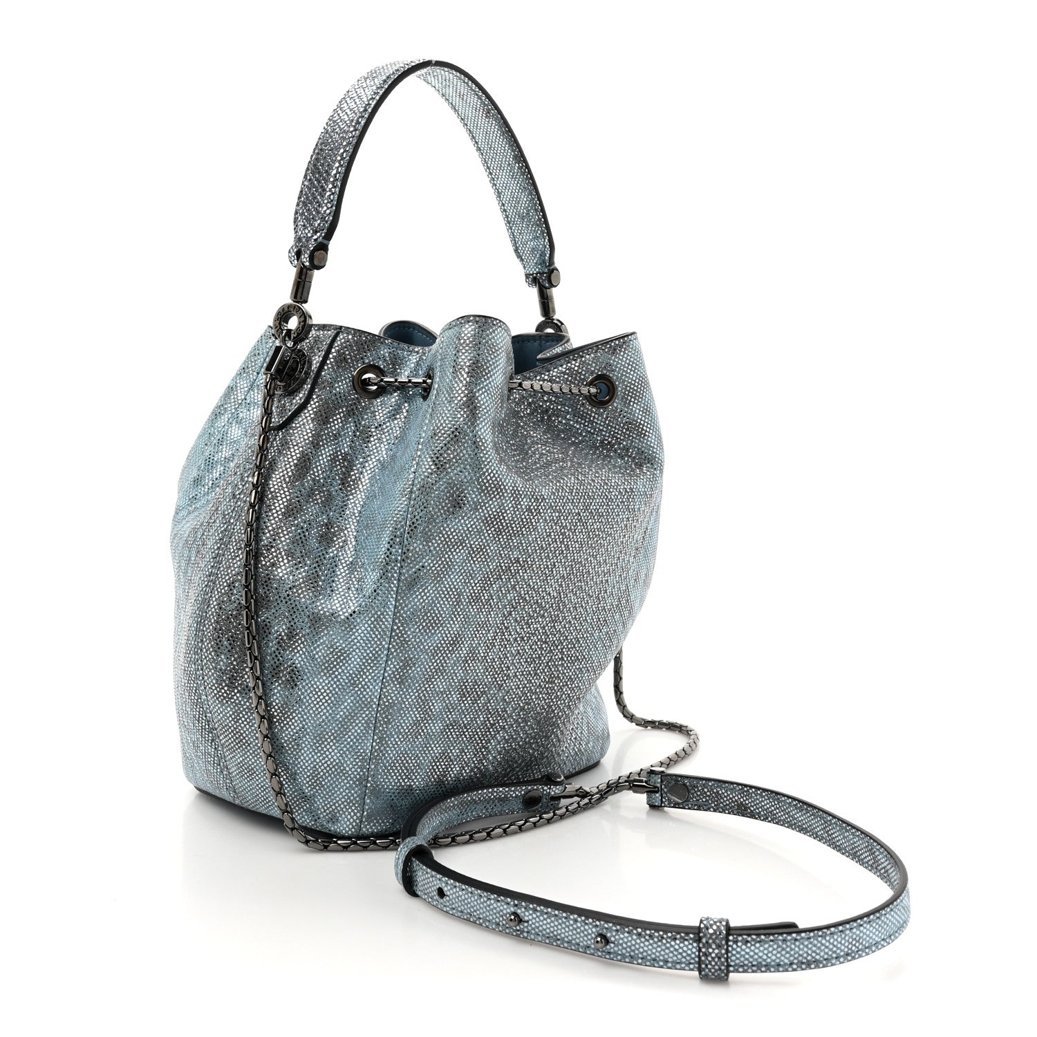 Bulgari Metallic Karung Serpenti Forever Bucket Bag Blue 2 of 8