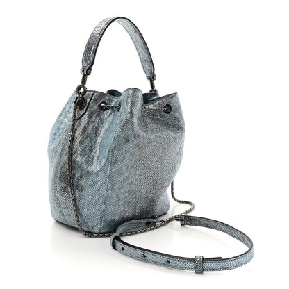 Bulgari Metallic Karung Serpenti Forever Bucket Bag Blue 2 of 8