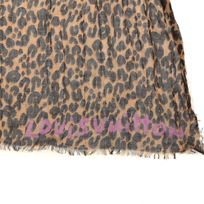 Louis Vuitton Cashmere Silk Leopard Etole Stole Marron 2 of 4