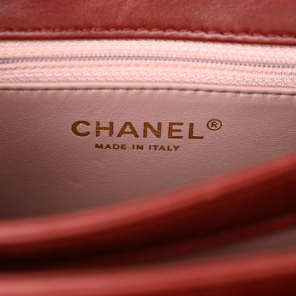 Chanel Iridescent Calfskin Quilted Mini Straight Lined Flap Red 6 of 14