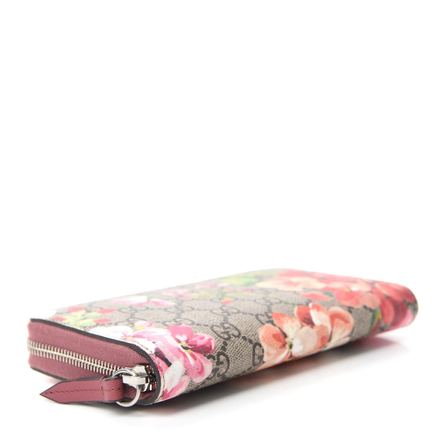 GG Supreme Monogram Blooms Zip Around Wallet Beige Multicolor Dry Rose