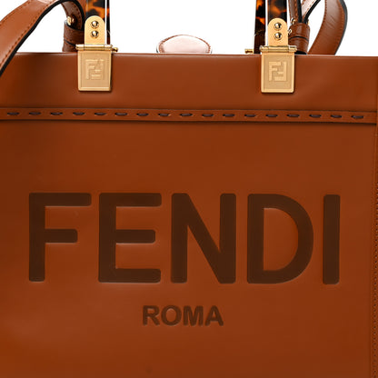 Fendi Vitello King Plexiglass Logo Embossed Small Fendi Sunshine Shopper Tote Cuoio 7 of 9