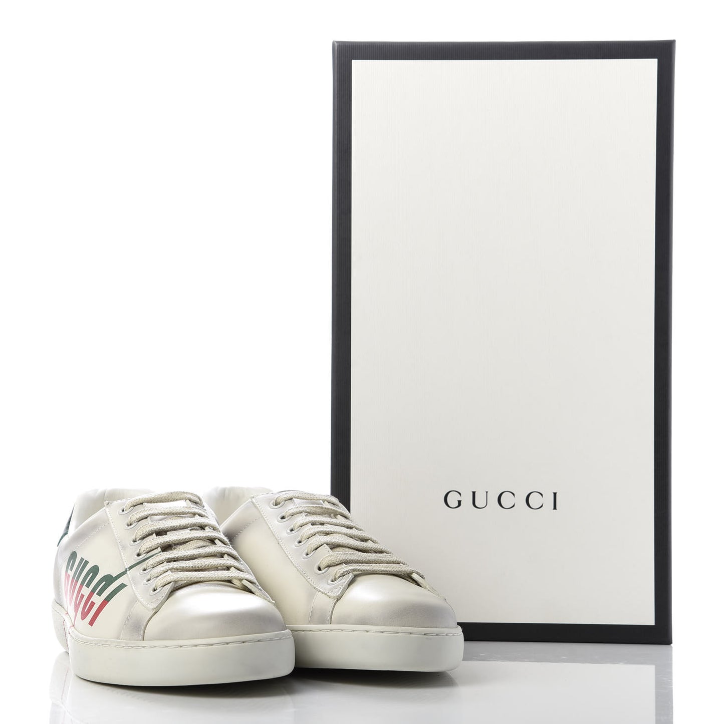 Distressed Calfskin Mens Ace Blade Sneakers 8 White