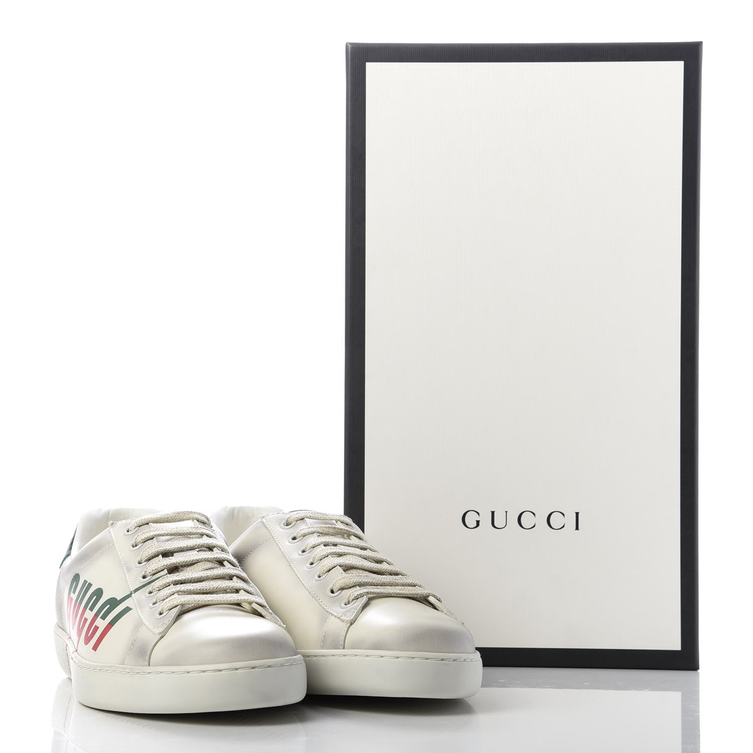 Gucci Distressed Calfskin Mens Ace Blade Sneakers 8 White 8 of 8