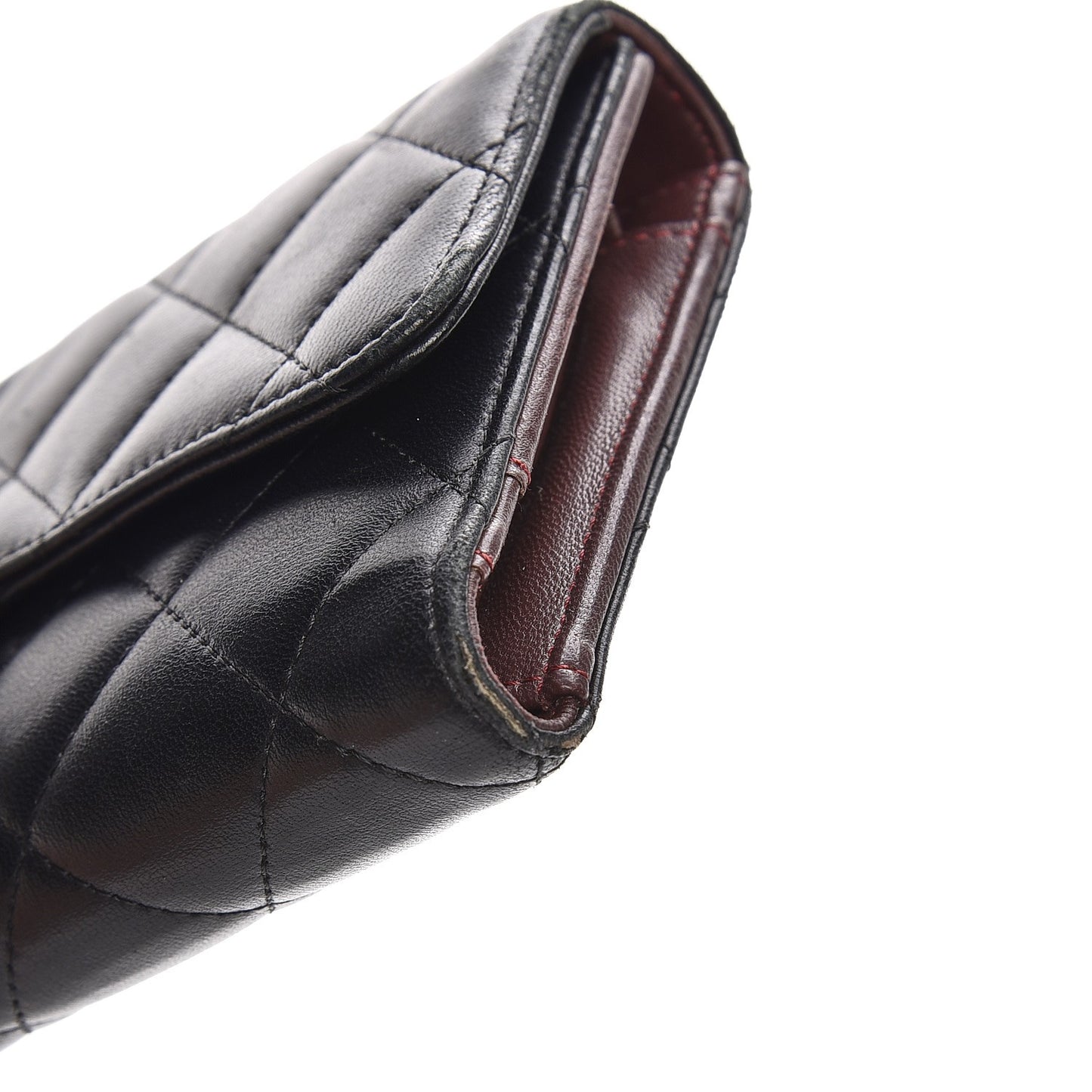 Lambskin Quilted Large Flap Wallet Black