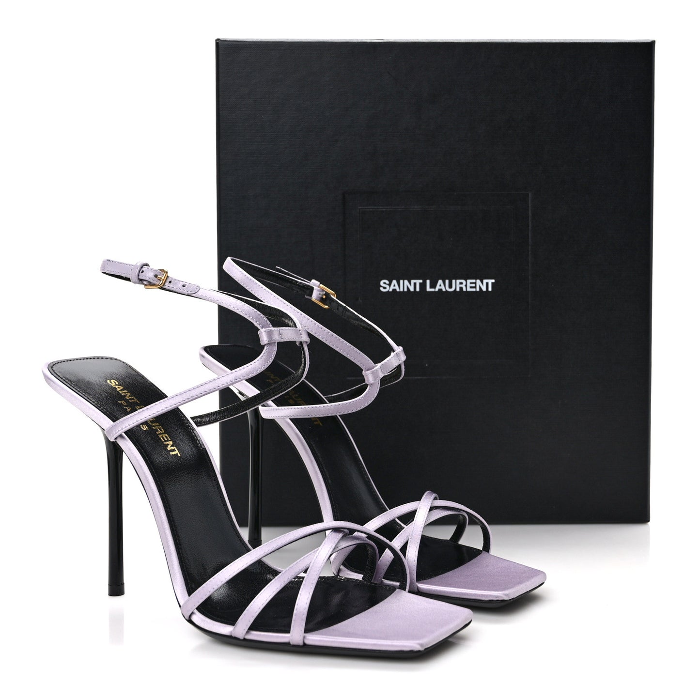 Crepe Satin Baliqua 105 Ankle Strap Sandals 38 Poly Grey