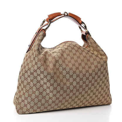 Gucci Monogram Large Horsebit Chain Hobo Brown 2 of 12