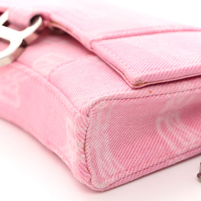 Balenciaga Denim XS Hourglass Wallet On Chain Pink 9 of 9